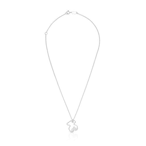 Silver Tsuri Bear necklace with cultured pearls | TOUS