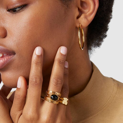 Silver Vermeil Straight Ring with Onyx