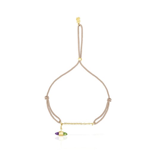 Pulseira Lure em nylon e ouro com pedras preciosas