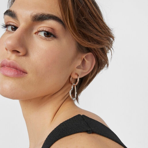 1/2 Criolla Hold corazón de Plata y con baño de oro 18 kt sobre plata