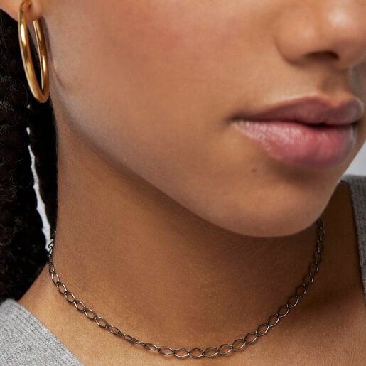 Dark Silver TOUS Chain rhombus Choker