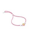 Pink cord TOUS Vibrant Colors Bracelet with chalcedony and enamel