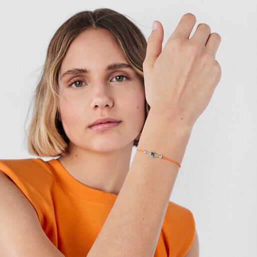 צמיד TOUS Vibrant Colors מחוט כתום עם קרנליאן ואמייל