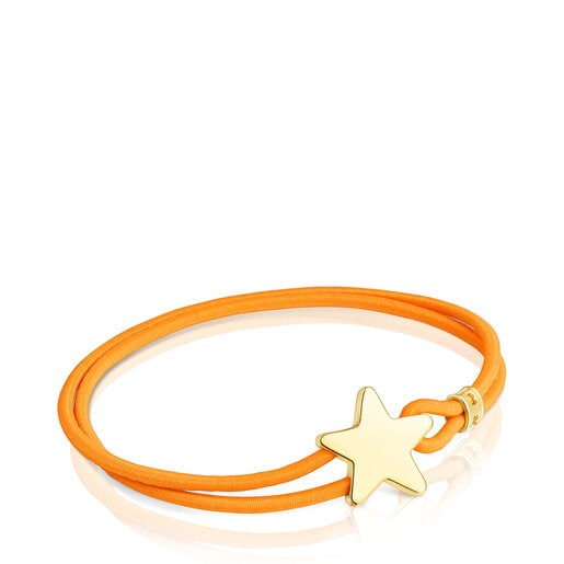 Pulsera elástica naranja con estrella con baño de oro 18 kt sobre plata Sweet Dolls