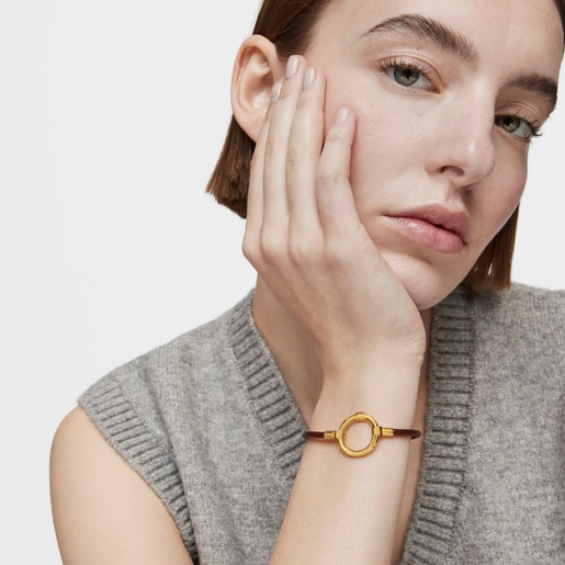 Vermeil Silver and Leather Hold Bracelet