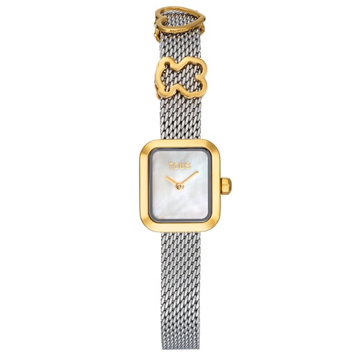 Analog Watch with steel bracelet, gold-colored steel motif and mother-of-pearl face TOUS ICON TIME CHARMS