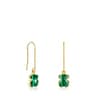 Long Silver Vermeil and Malachite Icon Color Earrings