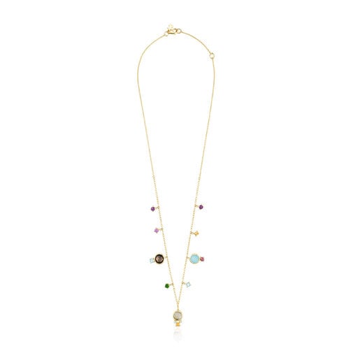 Gold Virtual Garden Necklace with gemstones