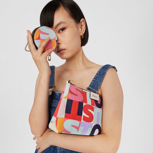 תיק צד TOUS Mimic עם תחתית שטוחה בצבע בז'