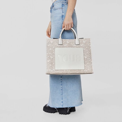 Large gray Kaos Mini Evolution Amaya Shopping bag | TOUS