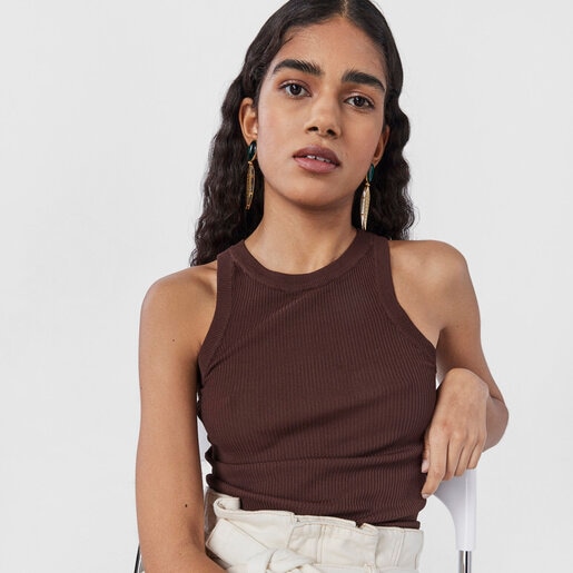 Aretes largos Fragile Nature con baño de oro 18 kt sobre plata y glass verde