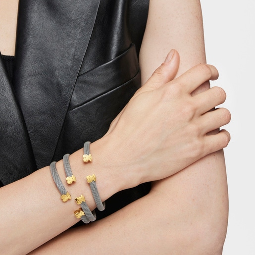 Mesh Gold and Steel Bangle