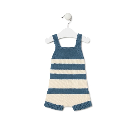 Knitted baby romper in Tricot stripy blue