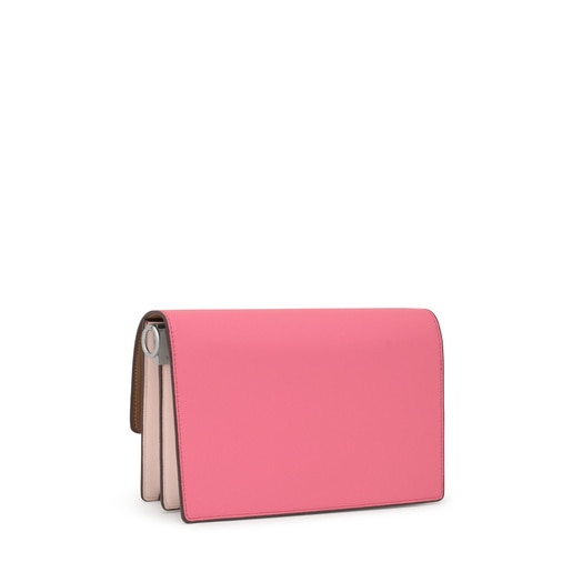ピンクとアースカラーのミディアム・クロスボディバッグ Audree Saffiano