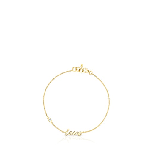 Gold Crossword Love Bracelet with diamond