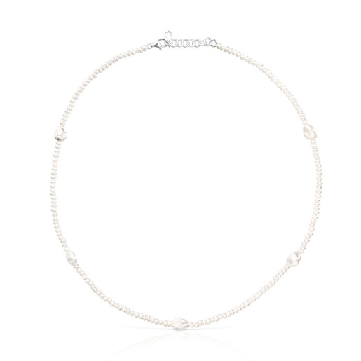 Oceaan bicolor medallion Necklace set with pearls 