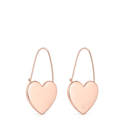 Длинные серьги Sweet Dolls в виде сердца из розового вермеля