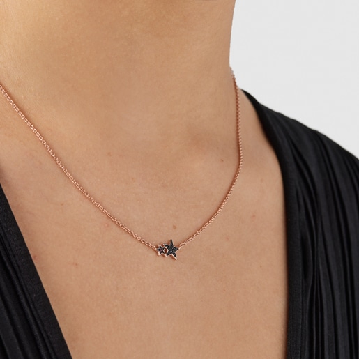 Колье Teddy Bear Stars из розового вермеля со шпинелью и рубином