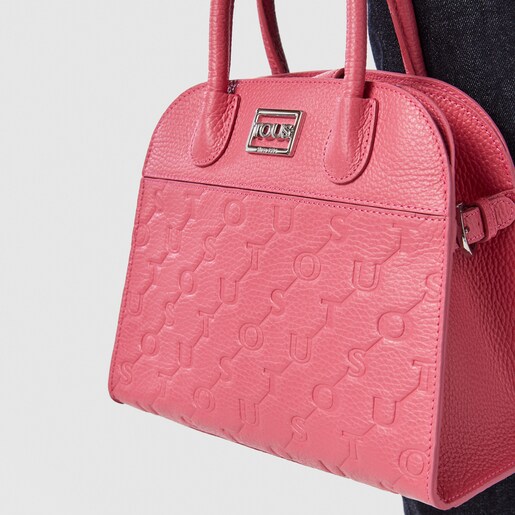 Small fuchsia leather TOUS Script City bag