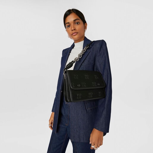 תיק צד TOUS TO-US Audree בגודל בינוני בצבע שחור