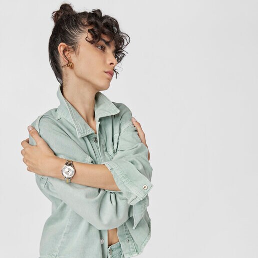 Часы Len из стали c ионным напылением двух золотистых оттенков