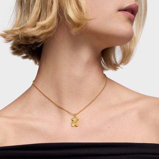 Machined bear Pendant with 18kt gold plating over silver Sweet Dolls