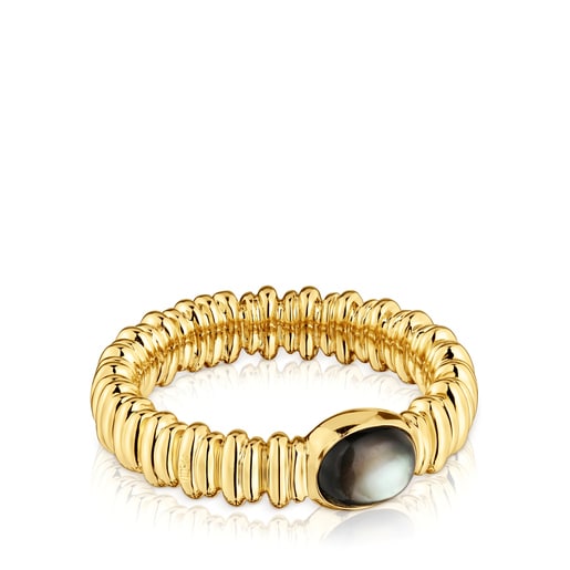Small 18kt gold-plated silver and gray mother-of-pearl Ring Sugar Party |  TOUS