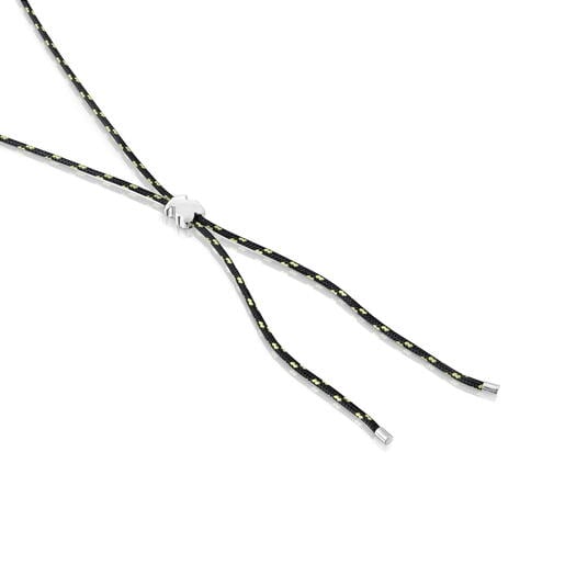 Long silver and black nylon bear Necklace TOUS Bold Motif