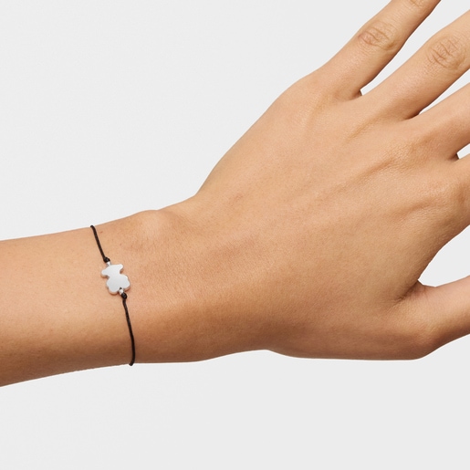 Silver and nylon Bracelet with bear charm Sweet Dolls