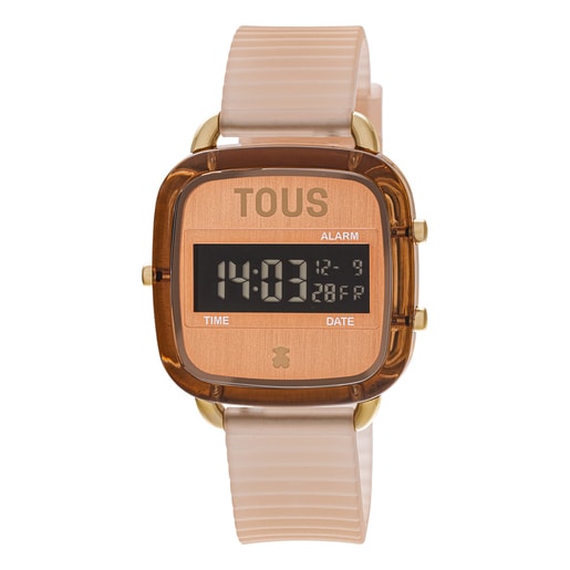 Montre numérique en polycarbonate orange avec bracelet en silicone D-Logo Fresh