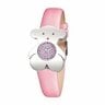 Uhr Tousy aus Stahl mit rosa Saphir und rosa Satinarmband