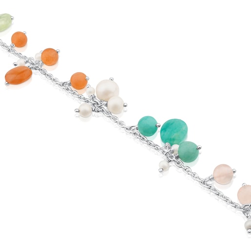 Amelie Bracelet in Silver with Beryl, Pink Quartz and Pearl