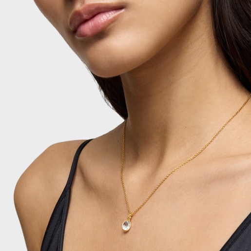Small 18kt gold plating over silver Pendant with aquamarine Medallions