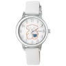 Steel New Muffin Watch with white Leather strap