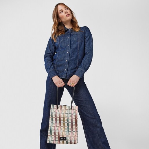 Large beige and black TOUS Crossroad Shopping bag