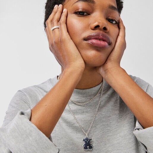 Medium Silver Sweet Dolls bear Pendant