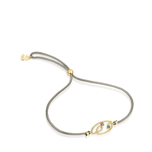 Armband Tsuri aus Nylon und Gold mit Edelsteinen
