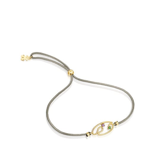 Pulsera de nylon, oro y gemas Tsuri