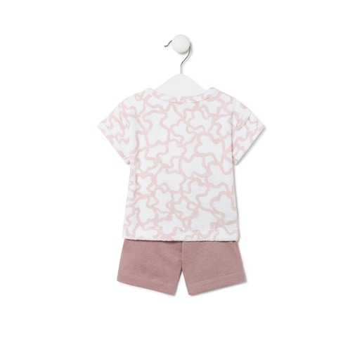 Conjunto de bebé de tecido atoalhado Kaos cor-de-rosa