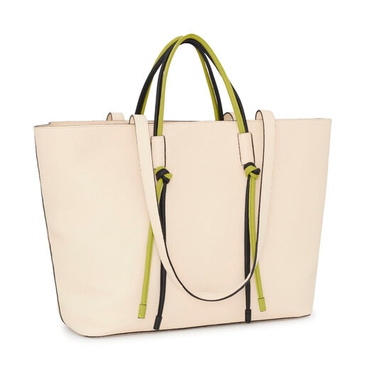 Large beige leather Tote bag TOUS Lynn