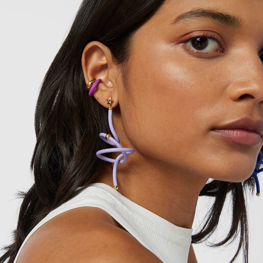 Lilac spiral and silver vermeil TOUS St. Tropez Caucho 1/2 Earring