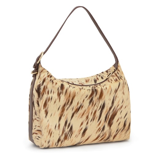 Saca de piel marrón wild TOUS Fold