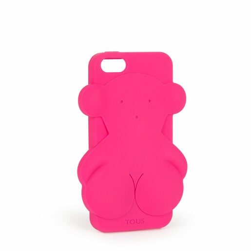 Funda de móvil iPhone 5 Rubber Bear en color fucsia