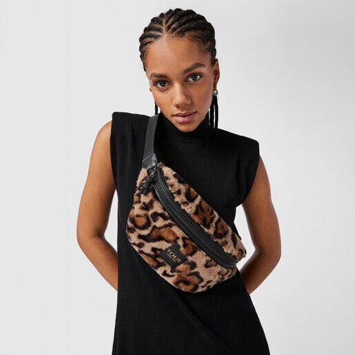 Бежево-черная поясная сумка Amaya Wild