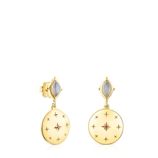 Short silver vermeil Magic Nature Earrings with diamonds | TOUS