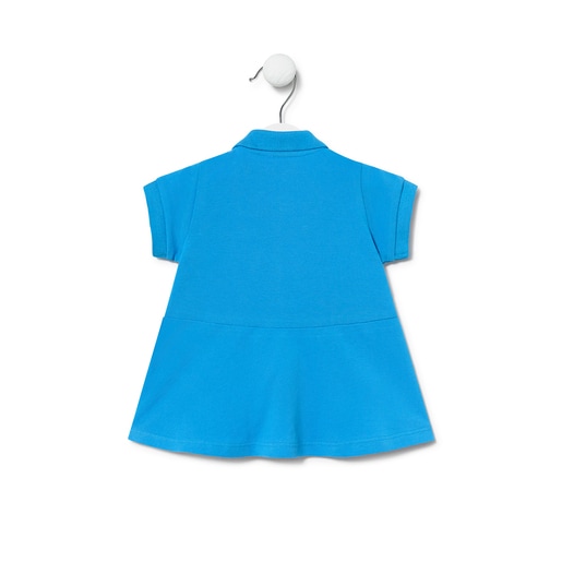 Girls Casual pique fabric dress in blue