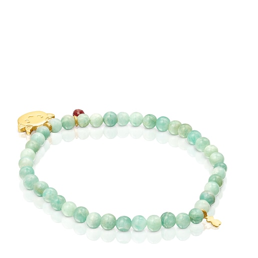 Chinese New Year Ox Bracelet in Vermeil silver and Amazonite