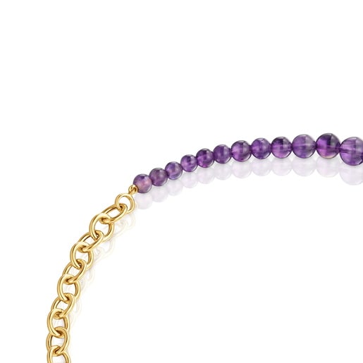 Collar con baño de oro de 18 kt sobre plata y amatista Hold