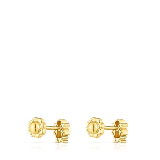 Gold TOUS Basics Earrings Girl motif. Stud lock. | TOUS