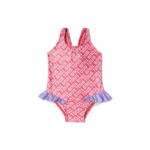 Girls one-piece swimsuit in Logo pink